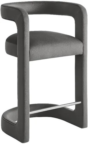 Miniatura 10 de Modway Winslow Performance - Taburete de terciopelo con reposapiés de acero inoxidable en alabastro
