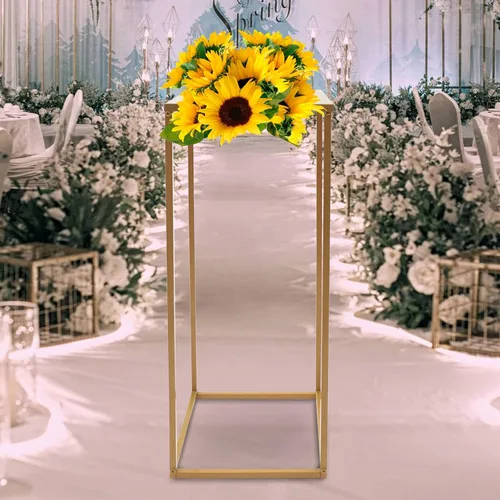 10 Uds. Florero de piso de flores, columna de metal, arreglo floral, estante de exhibición de mesa dorado, telón de fondo floral para centro de mesa