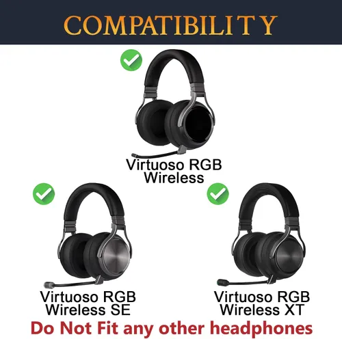 Miniatura 2 de SOULWIT Almohadillas de enfriamiento para auriculares Corsair Virtuoso, almohadillas con espuma de aislamiento de ruido de alta densidad, grosor