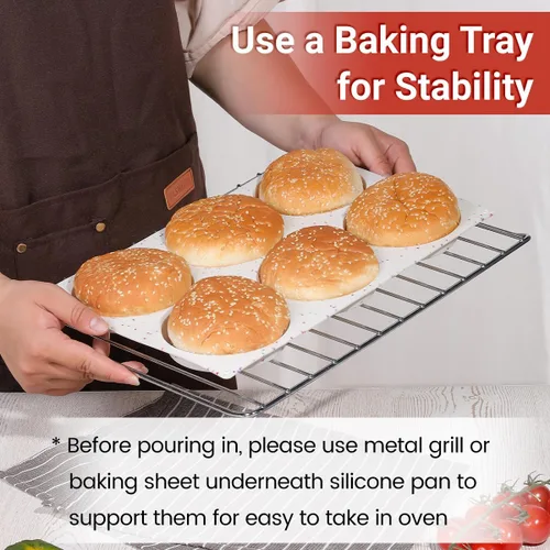 Miniatura 2 de CAKETIME Moldes para magdalenas de 4 pulgadas, moldes de huevo de silicona jumbo antiadherentes para sándwiches de desayuno, molde redondo