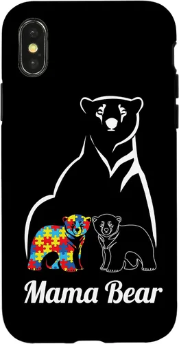 Miniatura 5 de Funda para iPhone 14 Pro Max para concientización sobre el autismo, mamá oso, mamá y niño