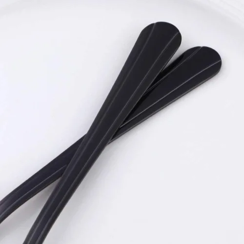 Miniatura 6 de MINGYU Juego de 12 cucharas de acero inoxidable, elegantes cucharas de sopa negras, cucharas de mesa de 7 pulgadas, cucharas de titanio