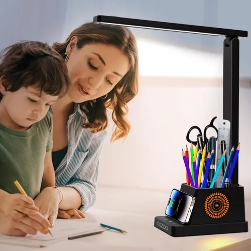 Miniatura 7 de cozoo Lámpara de escritorio, lámparas de escritorio LED para oficina en casa, cargador inalámbrico pequeña lámpara de escritorio con soporte