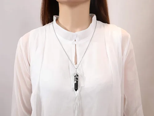 Miniatura 3 de XIANNVXI Collar de cristal con dije de punto envuelto en flores, collares de cristales curativos de Reiki, collares de piedra preciosa de cuarzo