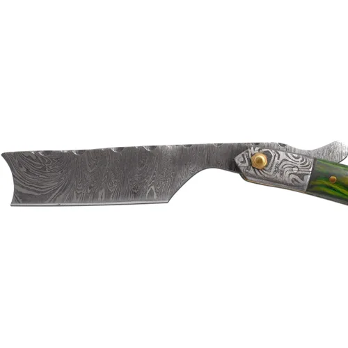 Miniatura 3 de Maquinilla de afeitar recta Cuchilla de afeitar de borde recto afilada de alta dureza de acero de Damasco real Cutthroat Straight Edge-Blade