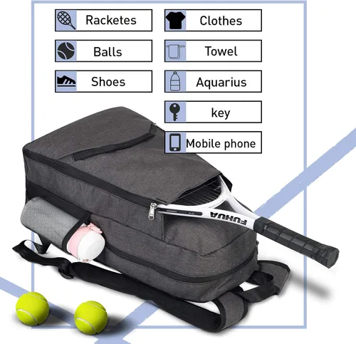 Miniatura 2 de Mochila de tenis - Bolsas de tenis para mujeres y hombres para sostener 1 o 2 raquetas/raquetas de tenis, bolsa deportiva multifuncional Azul