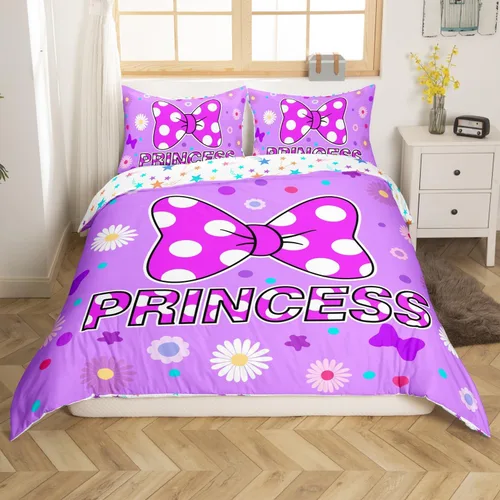 Miniatura 38 de Juego de funda de edredón con lazo de dibujos animados para niños, tamaño individual, juego de ropa de cama de mariquita, escarabajo, insecto