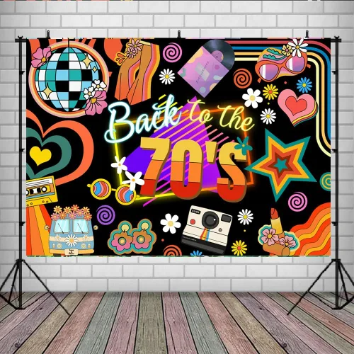 Miniatura 8 de Lofaris Fondo de fiesta de regreso a los años 70 para adultos, decoraciones de fiesta de discoteca, bola de discoteca retro de los años 70, Let's