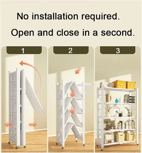 Miniatura 7 de Estantes plegables sin instalación, estantes para el hogar, estanterías multicapa, balcón, almacenamiento de exhibición, estante de hierro