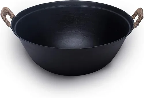 ZhenSanHuan Wok de hierro fundido hecho a mano, sin revestimiento, sin pintura, saludable y duradero (11.8 pulgadas)
