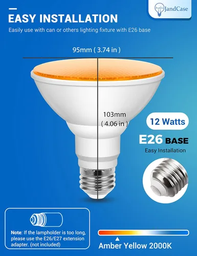 Miniatura 6 de JandCase Luces LED Anti-Insectos para Exteriores, Bombillas de Luz Anti-Insectos Amarillas de 12W para Exteriores, Equivalente a 100 Vatios