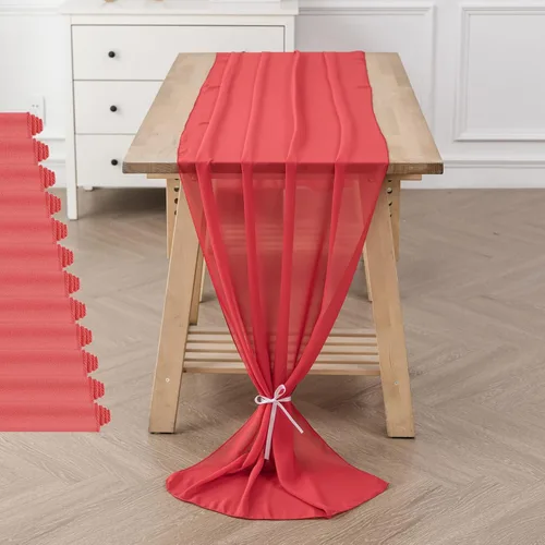 Miniatura 25 de Paquete de 2 caminos de mesa de gasa de 10 pies de 29 x 120 pulgadas, camino de mesa romántico transparente para boda, fiesta de cumpleaños