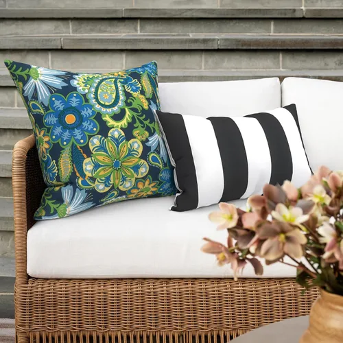 Miniatura 275 de Juego de 2 almohadas para exteriores de 16 x 16 pulgadas, repelentes al agua con interiores, para muebles de patio, hogar, jardín, geometría bohemia
