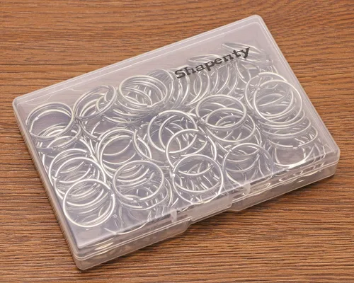 Miniatura 6 de Shapenty Mini llavero de metal dividido con cadena de eslabones para llaves de oficina en casa, organizadas, fabricación de joyas, pestañas con Plata