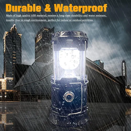 Miniatura 3 de Linterna LED plegable portátil para campamento, XTAUTO ligera, impermeable, solar, recargable, USB, kits de supervivencia para interiores
