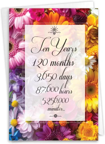 NobleWorks Tarjeta de felicitación de 10º aniversario (compañero de trabajo) con sobre de 5 x 7 pulgadas para hombres, mujeres (1 tarjeta) 10 años