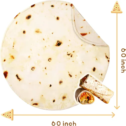 Miniatura 5 de Bnuitland Manta de tortilla de burritos, 300GSM de doble cara gigante divertida manta de regalo para niños/mascotas y adultos, manta realista súper