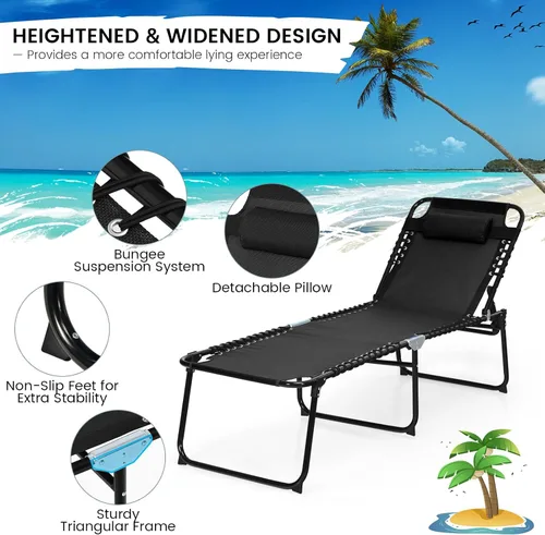 Miniatura 5 de S AFSTAR Sillón para exteriores, tumbona plegable para patio con respaldo de 4 posiciones y reposapiés de 2 posiciones, silla de playa portátil