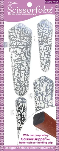 Miniatura 90 de Fundas protectoras para tijeras de diseñador, 4 unidades, tamaño surtido, diseño floral victoriano azul #4-304 Jardín floral victoriano azul