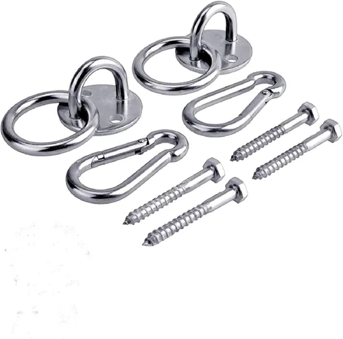 Miniatura 9 de Kit de hamaca para colgar, capacidad de carga de 1400 libras, juego de mosquetones de acero inoxidable para hamaca de yoga, columpio, relajación