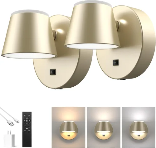 Miniatura 23 de URSOLA Aplique de pared LED con interruptor de encendido/apagado, puerto de carga USB, 110 voltios, lámpara de pared cableada con cable de 350
