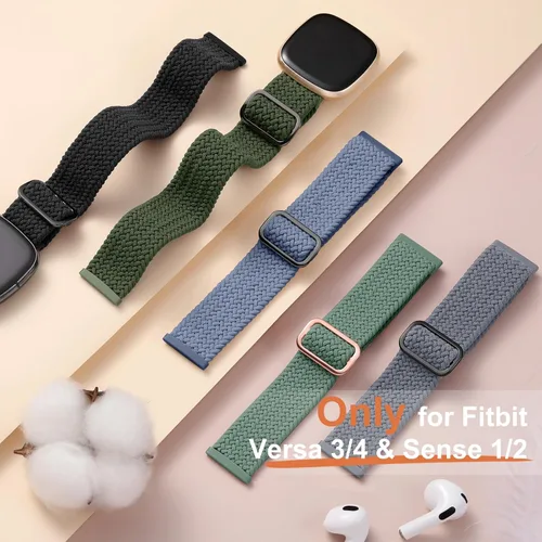 Miniatura 4 de Maledan Banda elástica trenzada compatible con Fitbit Sense/Versa 3/4 y Sense 2, correa elástica suave para reloj inteligente, accesorio
