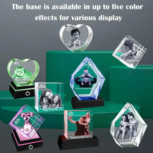 Miniatura 2 de Bivei Foto de cristal 3D con tus propias fotos para él, imagen grabada con láser 3D personalizada en cristal para parejas, decoración conmemorativa