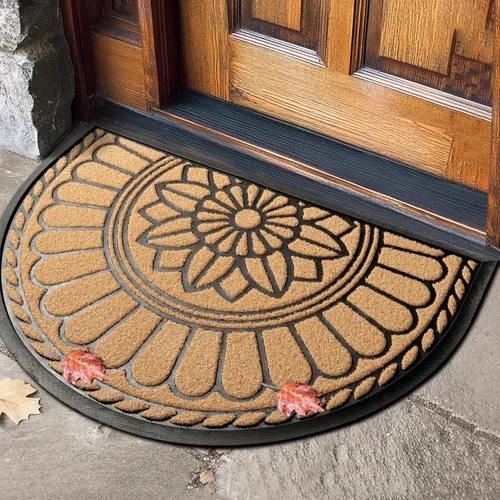 Miniatura 17 de Mibao Tapete semicircular para puerta, tapete antideslizante de bienvenida para entrada, tapetes de goma duraderos, felpudo de bajo perfil Amarillo