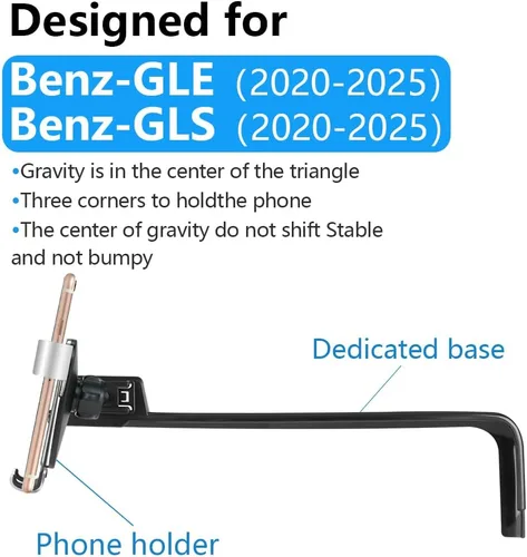 Miniatura 6 de LUNQIN - Soporte para teléfono de automóvil para Mercedes Benz Clase GLE 2020 2021 2022 2023 2024 2025 y GLS Clase 2020-2025 Accesorios