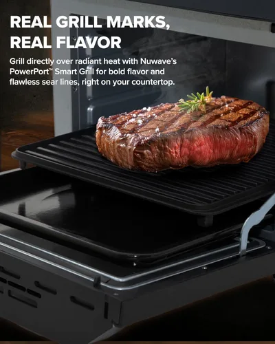 Miniatura 4 de Nuwave Horno freidora de aire 2026 y peine de parrilla, placa de parrilla alimentada con enchufe para el verdadero sabor y marcas de Char, puerta