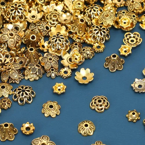 Miniatura 9 de FEBSNOW Alrededor de 160 cuentas espaciadoras, estilo Bali, mezcla de plata tibetana y oro antiguo para pulseras, collares, aretes, suministros