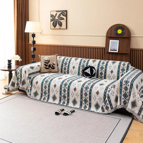Miniatura 46 de ROOMLIFE Manta Funda Azteca Bohemia para Sofá, Decoración del Hogar Estilo Granja, Fundas de Sofá para Loveseat, Sofás de 2/3 Cojines, Apta
