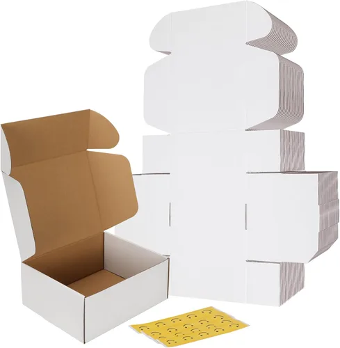 Miniatura 27 de RLAVBL Juego de 25 cajas de envío de 10 x 8 x 3, caja de cartón corrugado blanca para embalaje, correo, negocios Blanco