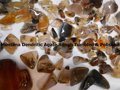 Miniatura 6 de Kit de recambio de gemas de vaso de roca Yellowstone, ágata dendrita negra Montana áspera 8 onzas