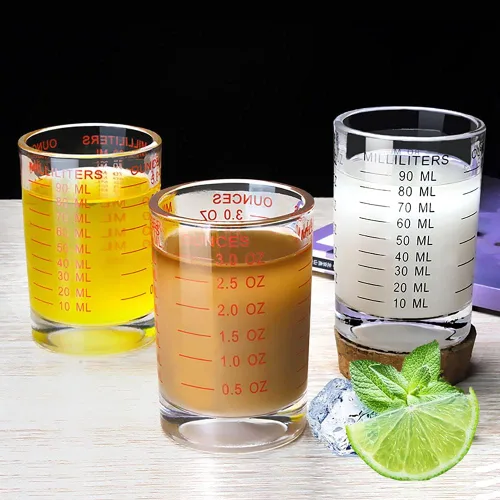 Miniatura 5 de Taza medidora de vidrio de chupito, 3 onzas/3.0 fl oz, 2 unidades (rojo, 3.0 fl oz, 2 unidades)