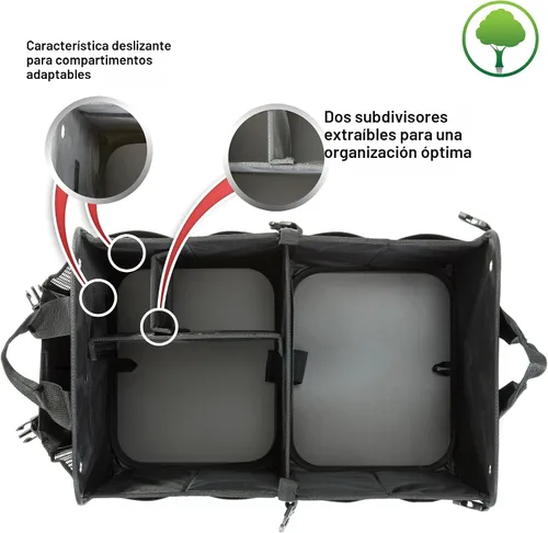 Miniatura 9 de Caja organizadora portátil retráctil de varios compartimentos de primera calidad TrunkCratePro para autos, SUV, camiones, minivans, Negro
