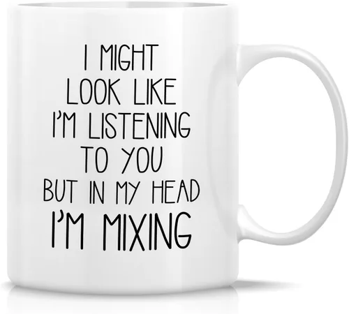 Miniatura 11 de Retreez - Taza divertida con texto en inglés "Without Music Life Would B Flat Musician", 325 ml, tazas de café de cerámica, divertidas, sarcásticas