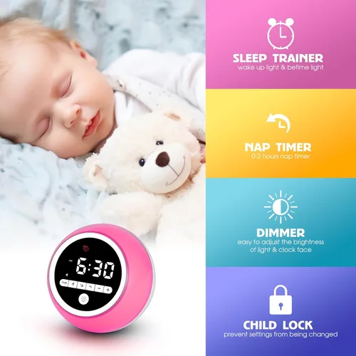 Miniatura 5 de Reloj despertador para niños, Ok to Wake Clock con luces nocturnas, temporizador de siesta, reloj de entrenamiento del sueño para niños pequeños