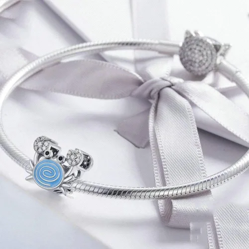 Miniatura 5 de Junyi Jewelry Abalorio de sirena de plata de ley 925 con diseño de pez de delfín y ballena para pulsera Pandora