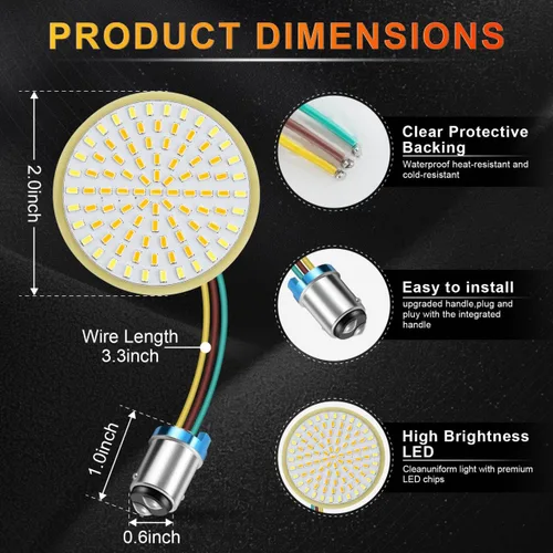 Miniatura 5 de LivTee Señales de giro delanteras extremadamente brillantes y panel de luces LED Switchback de funcionamiento con base 1157 compatible con Harley