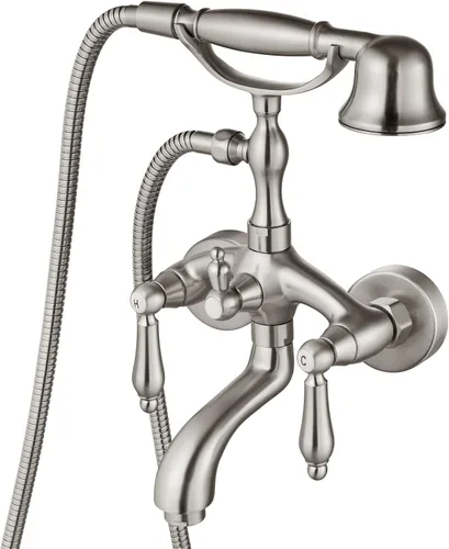 Miniatura 12 de Aolemi Grifo de Bañera de Montaje en Pared con Rociador de Mano Grifo de Bañera y Ducha de Latón Antiguo Grifo de Ducha Vintage de Doble Mango