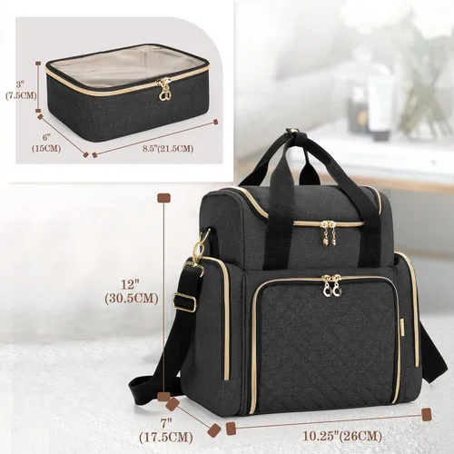 Miniatura 7 de LUXJA Bolsa de maquillaje Bolsa de cosméticos Bolsas extraíbles, Negro