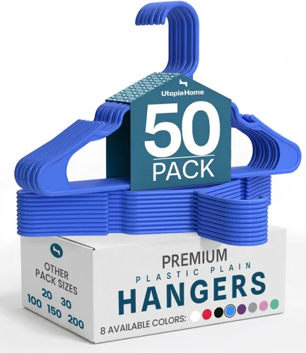 Utopia Home Perchas de plástico paquete de 50 – Percha perfecta para ahorrar espacio – Duradera y fuerte – Organizadores de armario perfectos con