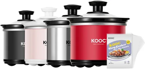Miniatura 11 de KOOC Olla de cocción lenta pequeña, 0.60 L, incluye revestimientos gratuitos, olla de cerámica mejorada, reducción de pérdida de nutrientes