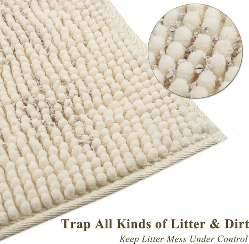 Miniatura 2 de VIVAGLORY Tapete de arena para gatos, agarre suave, tapete para atrapar arena, alfombra fangosa para interiores y pisos, lavable a máquina, fácil