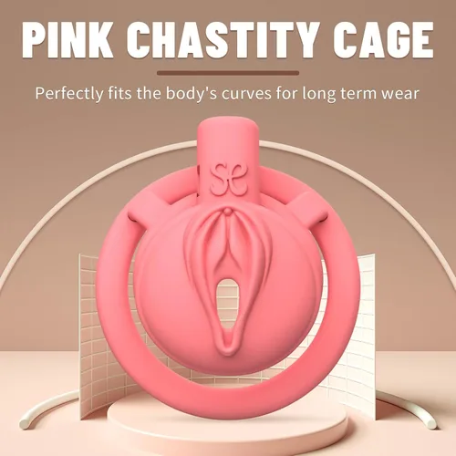 Miniatura 2 de Lock Love Dispositivos de castidad masculina, jaula para pene mariquita, jaula de pene de virginidad plana, impresa en 3D, ligera, rosa, realista