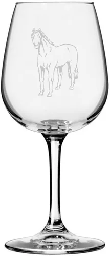 Miniatura 69 de Morgan Body Horse - Copa de vino grabada multiusos (12.75 onzas)