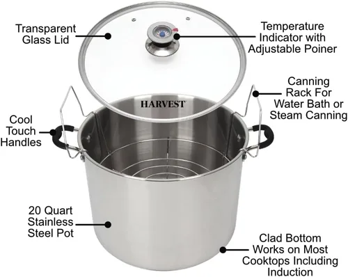 Miniatura 2 de Raíces & Branches Harvest - Olla de cocina para frascos, multiusos, de acero inoxidable, con indicador de temperatura, capacidad para 7 frascos