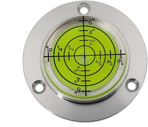 Miniatura 4 de Round Bull's Eye Bubble Level, Aluminum Alloy Flange with Mounting Holes, Green Acrylic Vial, 50mm (non-magnetic)
