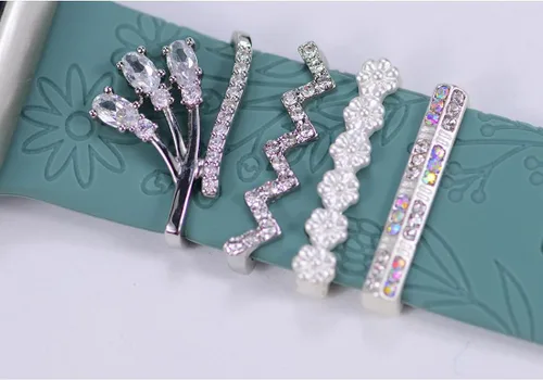 Miniatura 3 de Abalorio de Correa de Reloj, Anillos Decorativos Compatibles con Correas de Silicona de Apple para Mujeres 49mm 45mm 44mm 42mm 41mm 40mm 38mm